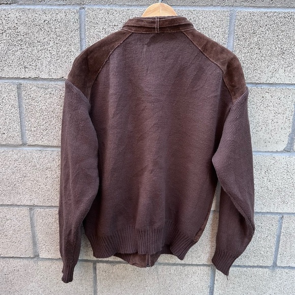 Vintage Brown Suede Cowhide Leather Moto Jacket Zip Ribbed Men’s XL - Picture 2 of 7